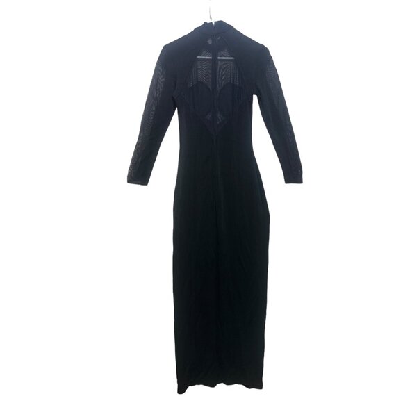 Tadashi Maxi Long Dress Gown Women Small Black Mesh 90s Grunge Y2K Formal Goth - Picture 2 of 16